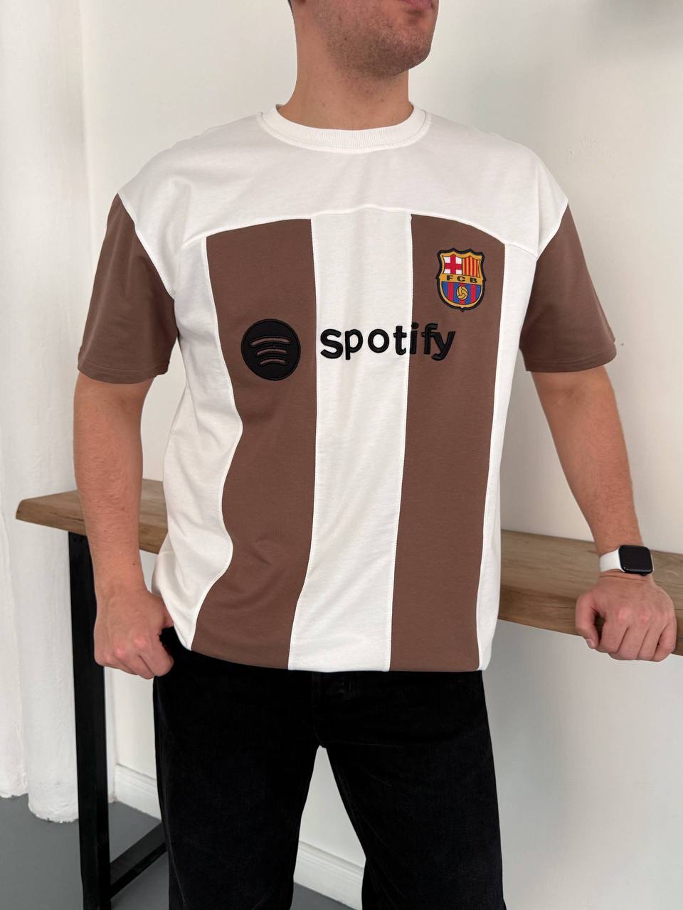 Sptfy Barça Kahverengi Beyaz Oversize T-shirt 3