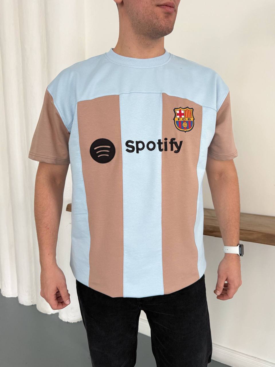 Sptfy Barça Mavi Krem Oversize T-shirt 4