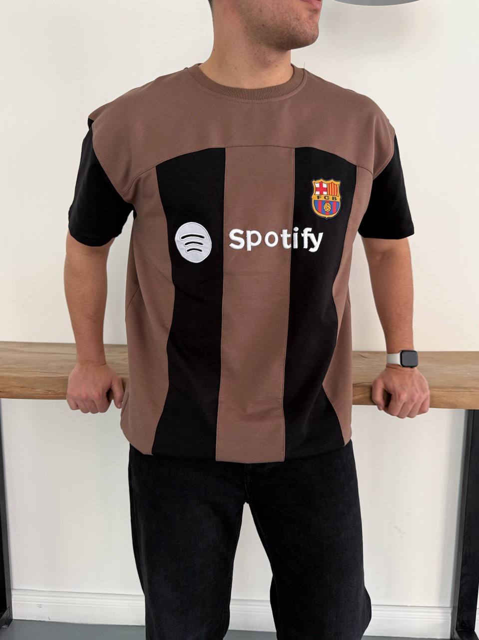 Sptfy Barça Kahverengi Siyah Oversize T-shirt 5