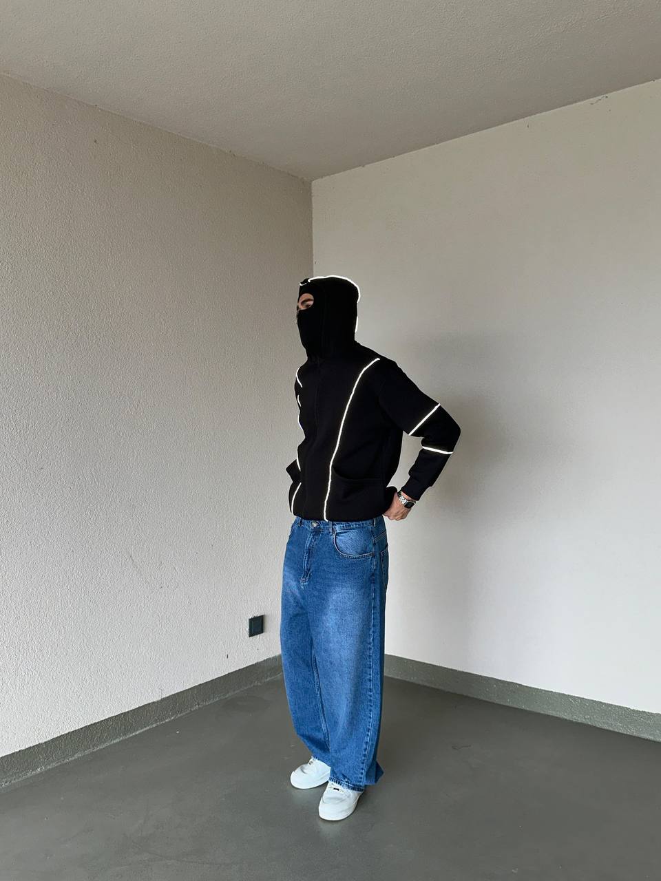 Reflektör Ninjazip Hoodie - Siyah