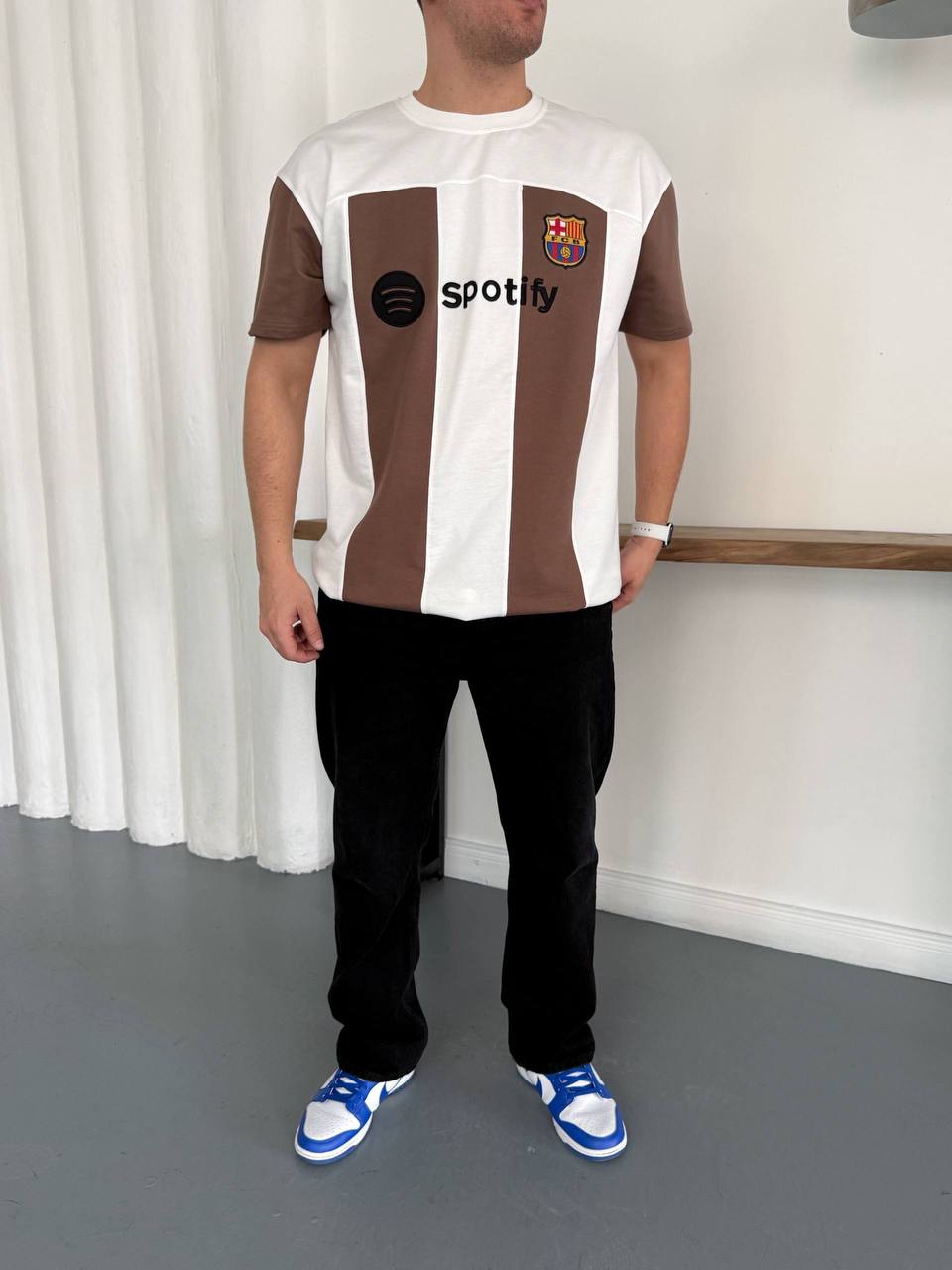 Sptfy Barça Kahverengi Beyaz Oversize T-shirt 4
