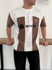 Sptfy Barça Kahverengi Beyaz Oversize T-shirt 5