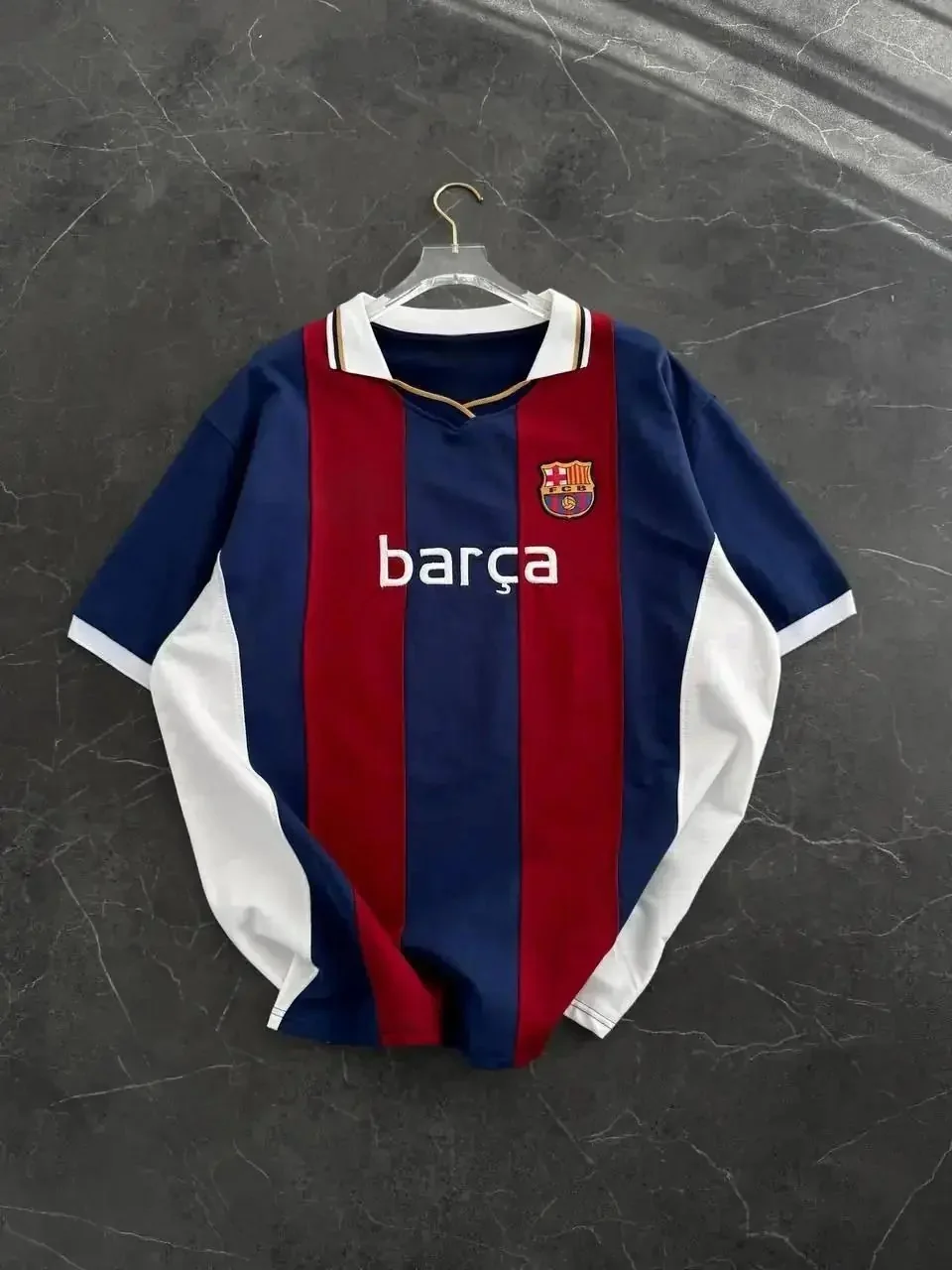 Vintage Bordo Mavi Polo Yaka T-shirt
