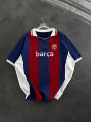 Vintage Bordo Mavi Polo Yaka T-shirt 1