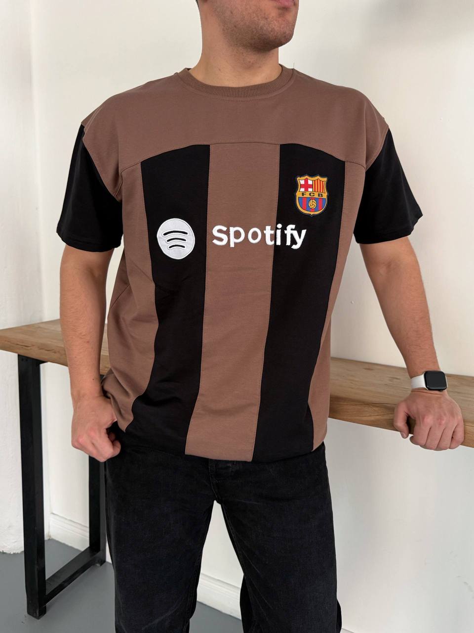 Sptfy Barça Kahverengi Siyah Oversize T-shirt 4