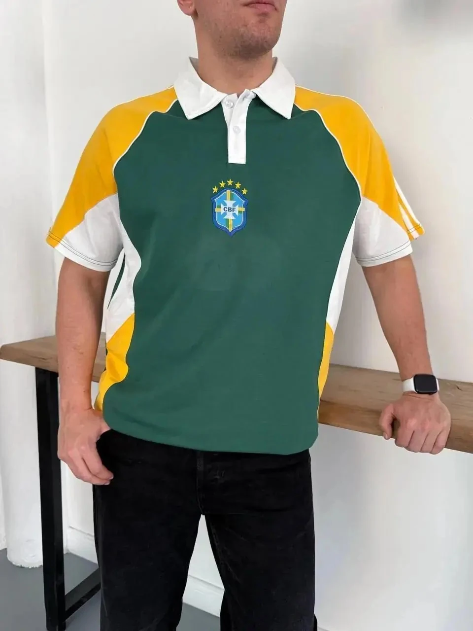 Üç Renk Bloklu Polo Yaka T-shirt 6