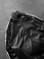 Noir Şeritli Oversize Fermuarlı Ceket 3